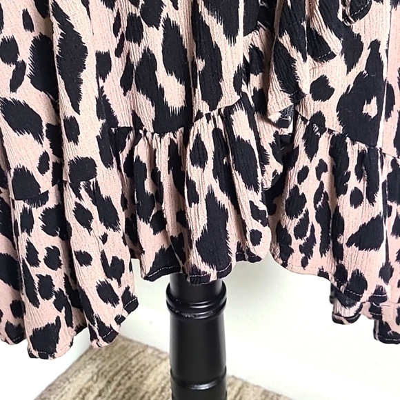 Gigio Plus Animal Print Faux Wrap Dress with Ruffles, Size 1X - Picture 5 of 11